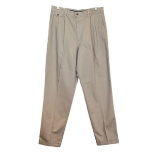 Dockers No Wrinkle Twill Loose Fit Pleated Cuffed Khaki Chino Pants 36x36 Tall